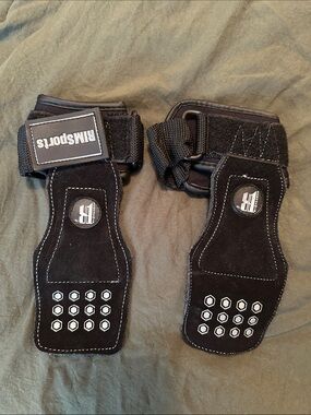 Men's Black Leather Weight Lifting Wrist Straps